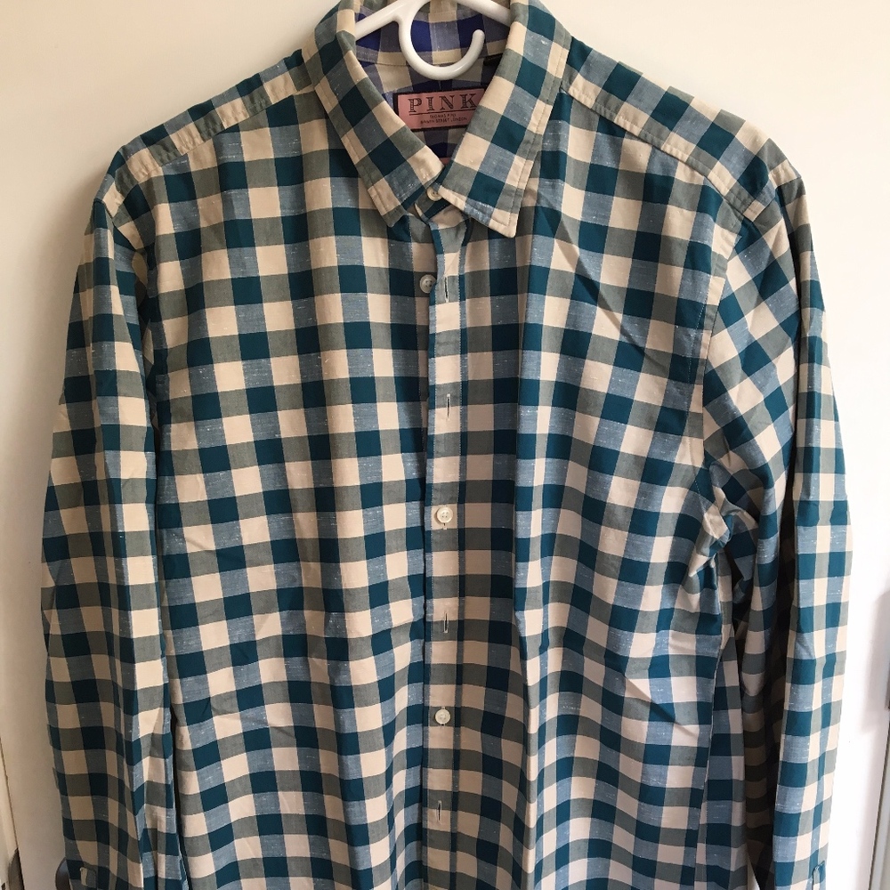 Men's Thomas Pink Casual Dress Shirt/sz L